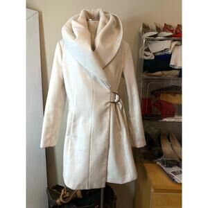 French Connection cream luxury elegant overcoat dress coat winter wedding bride